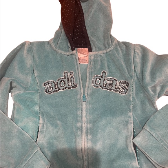 ADIDAS Girls Velour Tracksuit - Picture 2 of 7